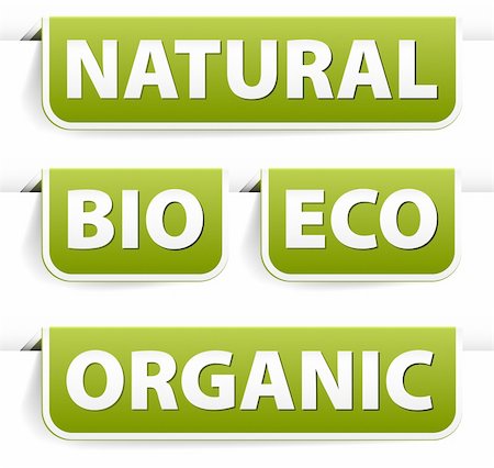 simsearch:400-04730082,k - Set of green bookmarks for organic, natural, eco, bio food Stockbilder - Microstock & Abonnement, Bildnummer: 400-04327891