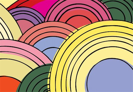 simsearch:400-04362378,k - 1970's style spiral circle shapes, lines and color background design in floral hue. Stock Photo - Budget Royalty-Free & Subscription, Code: 400-04327910