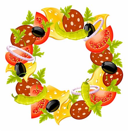 simsearch:400-05939266,k - round wreath of food concept vector illustration isolated on white background Photographie de stock - Aubaine LD & Abonnement, Code: 400-04327967