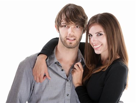 Happy and affectionate Caucasian couple on a white background Stock Photo - Budget Royalty-Free & Subscription, Code: 400-04328075