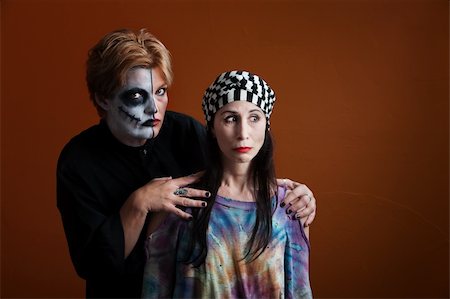 Two young ladies wearing makeup for All Souls Day Stock Photo - Budget Royalty-Free & Subscription, Code: 400-04328175