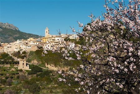 simsearch:400-06083036,k - Scenic mountain village Polop, Costa Blanca, during almond tree blossom Stock Photo - Budget Royalty-Free & Subscription, Code: 400-04328218
