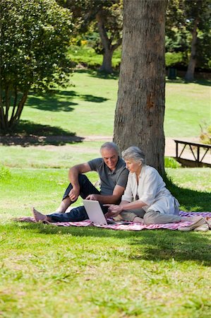 simsearch:400-05711437,k - Senior couple  picnicking in the garden Stock Photo - Budget Royalty-Free & Subscription, Code: 400-04328257