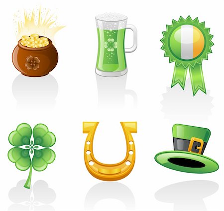 St. Patrick's Day  icon set. Isolated on a white background. Stock Photo - Budget Royalty-Free & Subscription, Code: 400-04328259