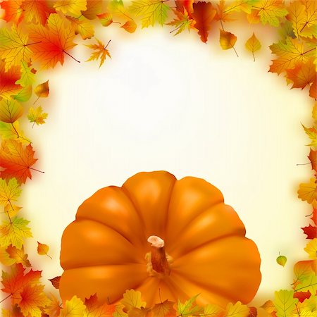 simsearch:400-05270213,k - Colorful autumn card template leaves with Pumpkin and copy space. EPS 8 vector file included Foto de stock - Royalty-Free Super Valor e Assinatura, Número: 400-04328304