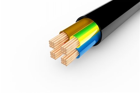 electric connection hazard - Close up of a copper cable in 3d Stock Photo - Budget Royalty-Free & Subscription, Code: 400-04328552