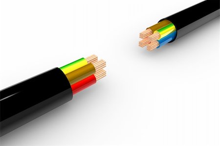 Two Powercable in 3D - white background Stock Photo - Budget Royalty-Free & Subscription, Code: 400-04328553