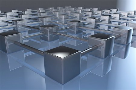 simsearch:400-04844536,k - 3d network cube connections mirroring on floor Photographie de stock - Aubaine LD & Abonnement, Code: 400-04328567