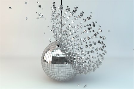 disco-kugel - Disco ball exploding in 3d Stockbilder - Microstock & Abonnement, Bildnummer: 400-04328608