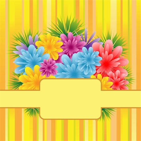 Flowers for mothers day, anniversary or birthday celebration set on a striped background. Copy space for text. Photographie de stock - Aubaine LD & Abonnement, Code: 400-04328863