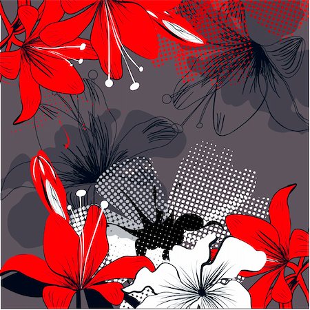 simsearch:400-04200092,k - Background with red lily flowers Foto de stock - Super Valor sin royalties y Suscripción, Código: 400-04328971