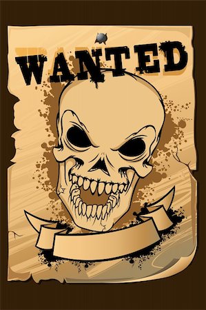 simsearch:625-01752762,k - illustration of vintage wanted poster with skull printed on it Stock Photo - Budget Royalty-Free & Subscription, Code: 400-04328983