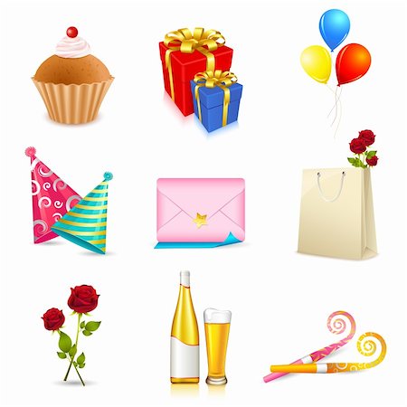 simsearch:400-04329029,k - illustration of birthday party elements on isolated background Stock Photo - Budget Royalty-Free & Subscription, Code: 400-04329029