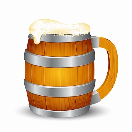 illustration of wooden beer mug on isolated background Stock Photo - Budget Royalty-Free & Subscription, Code: 400-04329064