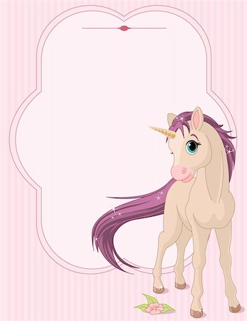Place card of standing beautiful baby unicorn Stock Photo - Budget Royalty-Free & Subscription, Code: 400-04329074