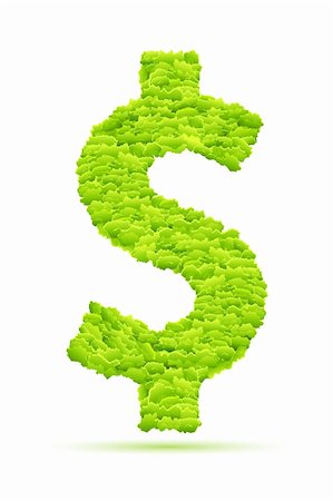 dollar sign with plants - illustration of grass dollar symbol on isolated white background Stock Photo - Budget Royalty-Free & Subscription, Code: 400-04329071