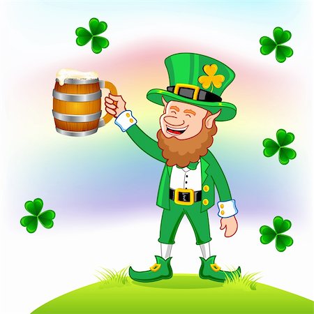 simsearch:400-06570489,k - illustration of Leprechaun with beer mug wishing saint patrick's day Stock Photo - Budget Royalty-Free & Subscription, Code: 400-04329122