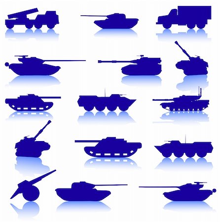 simsearch:400-04909573,k - Collection set of tanks of guns and military technology Foto de stock - Super Valor sin royalties y Suscripción, Código: 400-04329215