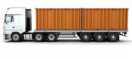 simsearch:400-07266163,k - 3D Render of a freight container Delivery Vehicle Stock Photo - Budget Royalty-Free & Subscription, Code: 400-04329375