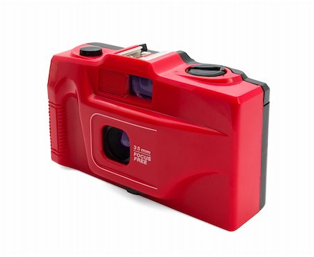 Red  compact film camera isolated on white Stock Photo - Budget Royalty-Free & Subscription, Code: 400-04329775