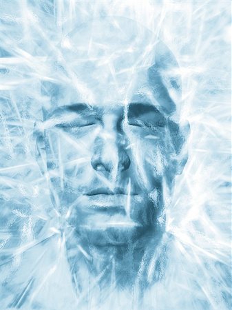 Render of a man's head frozen in a block of ice Foto de stock - Super Valor sin royalties y Suscripción, Código: 400-04329787