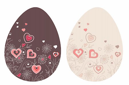 easter eggs in a dark color - Two pretty spring easter eggs with hearts Stock Photo - Budget Royalty-Free & Subscription, Code: 400-04329897
