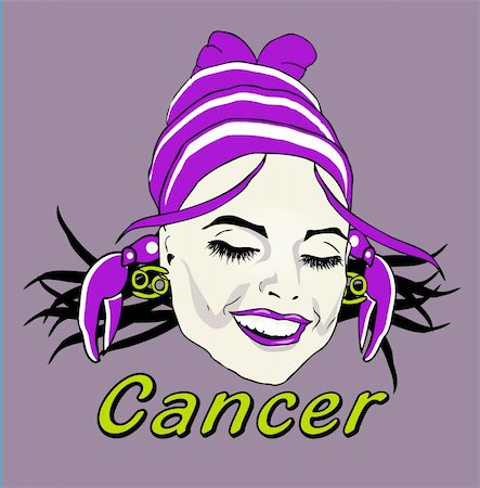 Woman Face Beauty Cancer Horoscope Stock Photo - Budget Royalty-Free & Subscription, Code: 400-04320147