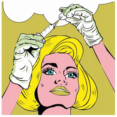 drawing girls body - Pop-art Medical and Health Nurse Preparing Injection with bubble speech Stock Photo - Budget Royalty-Free & Subscription, Code: 400-04320195