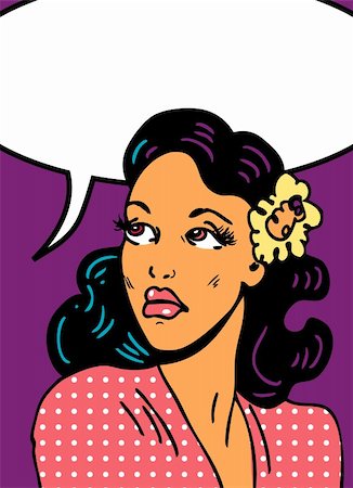 Pop art vector illustration of a woman Stock Photo - Budget Royalty-Free & Subscription, Code: 400-04320348