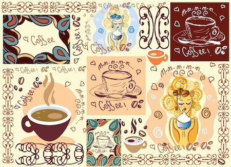 Vector coffee background wallpaper design Stock Photo - Budget Royalty-Free & Subscription, Code: 400-04320360