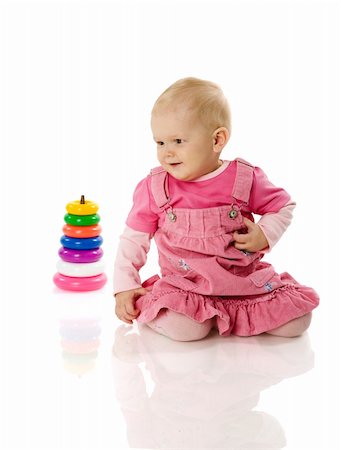 simsearch:400-06098679,k - Happy Toddler girl portrait isolated on white Fotografie stock - Microstock e Abbonamento, Codice: 400-04320435
