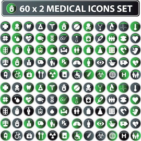 60x2 shiny Medical icons, button web set, eco color Stock Photo - Budget Royalty-Free & Subscription, Code: 400-04320477