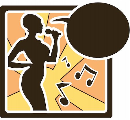 elvis stage - Karaoke woman logo in vector sing song, music silhouette icons, sign, tag, label Stock Photo - Budget Royalty-Free & Subscription, Code: 400-04320507