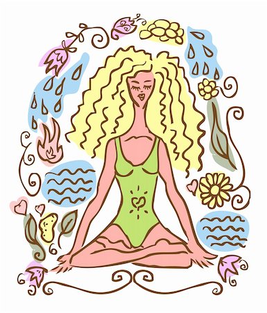 Yoga, sport woman, nature vector emblem, icon, fake symbol Stock Photo - Budget Royalty-Free & Subscription, Code: 400-04320533