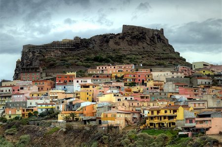 The colorful center of Castelsardo in Sardinia Stock Photo - Budget Royalty-Free & Subscription, Code: 400-04320604