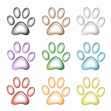 Illustration paw prints dogs in different colors. Stock Photo - Budget Royalty-Free & Subscription, Code: 400-04320608