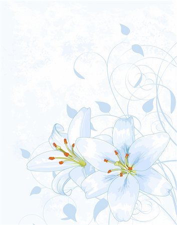 simsearch:400-03974303,k - Lilly on light blue background with place for your text Photographie de stock - Aubaine LD & Abonnement, Code: 400-04320627