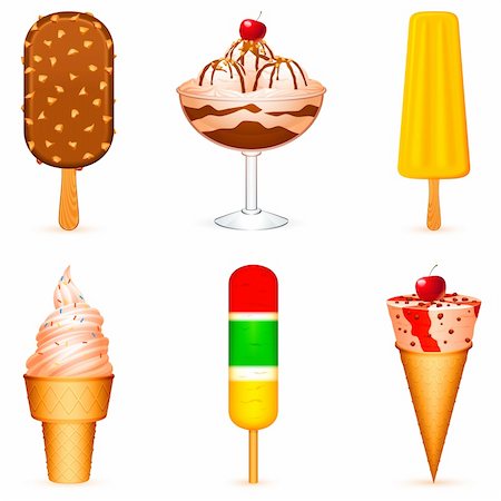 simsearch:400-06394839,k - Set of 6 ice creams. Foto de stock - Super Valor sin royalties y Suscripción, Código: 400-04320728