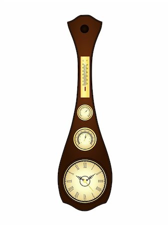 Antique wall clock with a barometer, a hygrometer and the thermometer Fotografie stock - Microstock e Abbonamento, Codice: 400-04320736