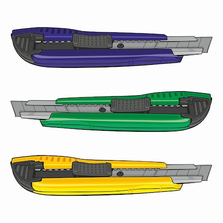 stanley knife - fully editable vector illustration of isolated cutters Stock Photo - Budget Royalty-Free & Subscription, Code: 400-04320895