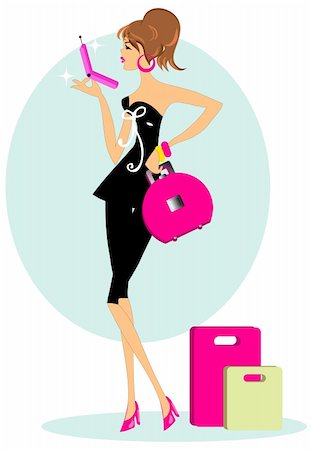 shopping mall advertising - Chic lady on the phone vector illustration Emblem shopping Stock Photo - Budget Royalty-Free & Subscription, Code: 400-04320927
