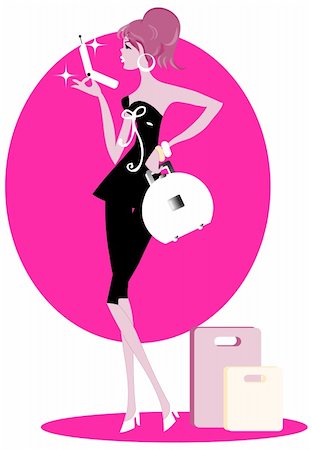 shopping mall advertising - Chic lady on the phone vector illustration Emblem shopping Stock Photo - Budget Royalty-Free & Subscription, Code: 400-04320928