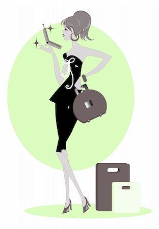 shopping mall advertising - Chic lady on the phone vector illustration Emblem shopping Stock Photo - Budget Royalty-Free & Subscription, Code: 400-04320929