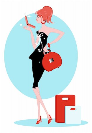 shopping mall advertising - Chic lady on the phone vector illustration Emblem shopping Stock Photo - Budget Royalty-Free & Subscription, Code: 400-04320930
