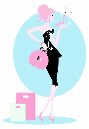 shopping mall advertising - Chic lady on the phone vector illustration Emblem shopping Stock Photo - Budget Royalty-Free & Subscription, Code: 400-04320931