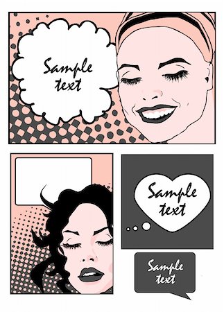 simsearch:400-07423002,k - Pop art comic banners set 2 Vector illustration of woman talking Stock Photo - Budget Royalty-Free & Subscription, Code: 400-04320972