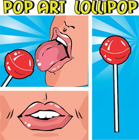 Woman eating lollipop. Licking. Lips Stockbilder - Microstock & Abonnement, Bildnummer: 400-04320981