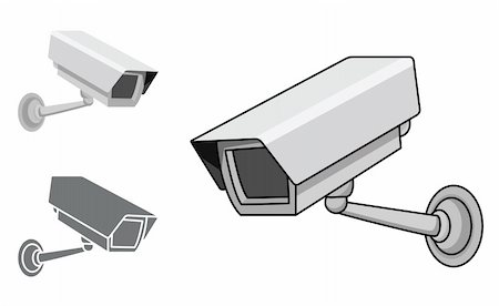 A security camera in 3 different styles, in editable vector illustration. Photographie de stock - Aubaine LD & Abonnement, Code: 400-04321046