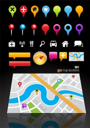 planner - GPS Map Location Markers. Vector illustration Stock Photo - Budget Royalty-Free & Subscription, Code: 400-04321445