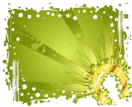 ferradura - Grunge St. Patrick Day frame with gold horseshoe, vector illustration Foto de stock - Royalty-Free Super Valor e Assinatura, Número: 400-04321484